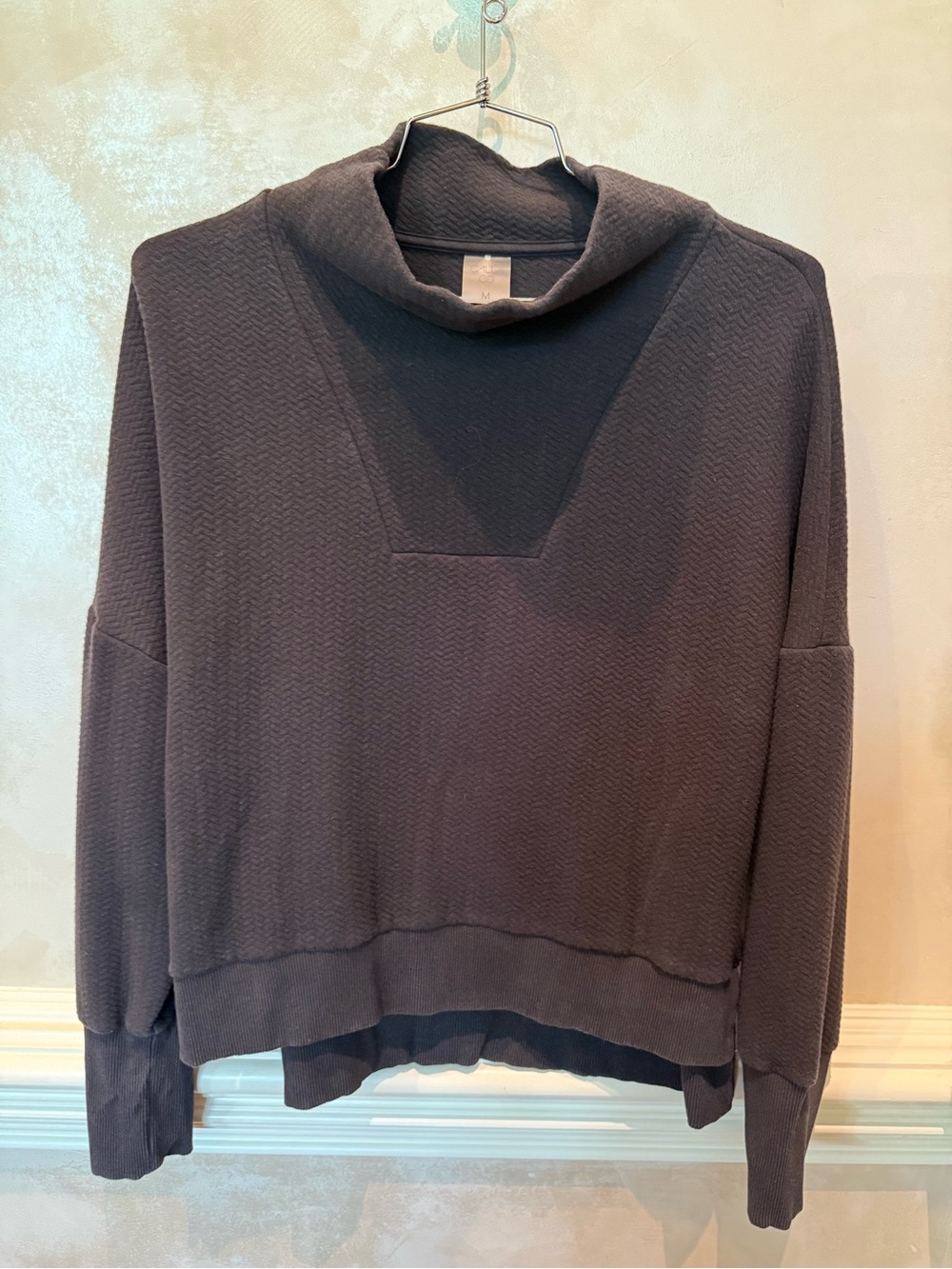 Women's Black Funnel Neck Sweatshirt